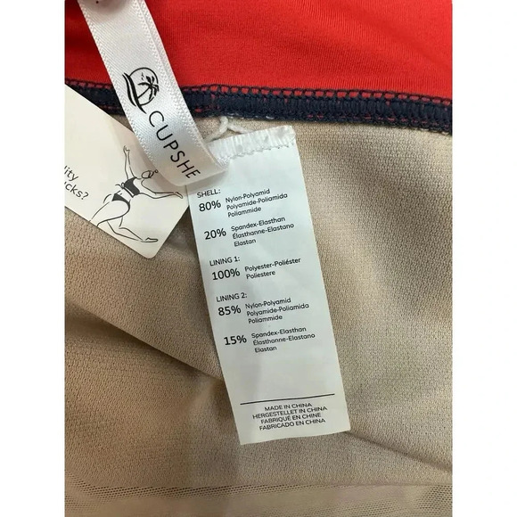 Cupshe Women's Blue & Red Banded High Waist Bikini Bottom Plus Size 3X - Picture 8 of 8